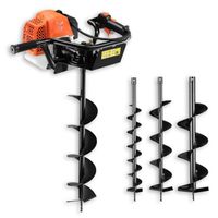 FUXTEC Benzin Erdbohrgerät | inkl. 100,150,200mm Aufsätze | Notstop-Schalter | Easy-Starter | 62ccm | 3,5PS | 2-Takt | 1200ml | 2,6kw | FX-EB162