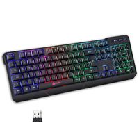 KLIM Chroma Wireless Gaming Tastatur Kabellos QWERTZ DEUTSCH - Langlebig, Ergonomisch, Wasserdicht, Leise - RGB Kabellose Tastatur Gaming für PC PS4 PS5 Mac - Schwarz