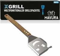 XGRILL 5 in 1 Grillspachtel für Barbecue Multifunktion Grillbesteck mit Holzgriff