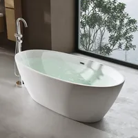doporro Freistehende Design-Badewanne Vicenza599 150x79x56cm Oval Weiß Acryl-Standbadewanne mit Ablaufgarnitur DIN-Anschlüssen
