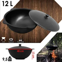 Litinový Kazan 12L NAMANGAN Víko Camping Pot Kazan WOK Konvice Camping BBQ