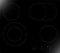 YUNA Glaskeramik-Kochfeld CALOR EBK4/2B, mit Bräter- und Zweikreiszone, Touch Control, Timer und Kindersicherung, Rahmenlos