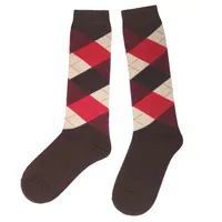 Damen Kniestrümpfe Schottenmuster Schoko und Rot Größe 39-42