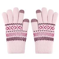 Damen- und Mädchen-Touchscreen-Winterhandschuhe, weiche, warme Strick-Fäustlinge