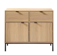 Kommode mit 2 Türen, 2 Schubladen, Rillenfronten - L90 x H79 cm