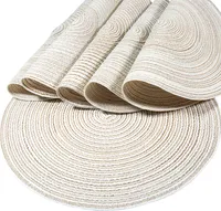 Rund gewebte Tischset Waschbar, Rund Platzsets Abwaschbar Hitzebeständig und rutschfest.,(Beige)