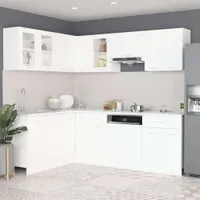 vidaXL 11-tlg. Küchenzeile Lyon Weiß Holzwerkstoff