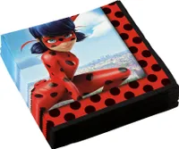 Amscan 9902875 - Servietten Miraculous, 20 Stück, 33 x 33 cm, Partygeschirr, Rot