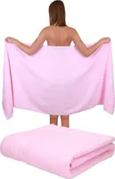 Betz 2 Stück XXL Badetücher 100 x 200 cm PALERMO  Saunatuch 100% Baumwolle  Farbe: rose