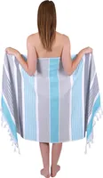 Betz Hamamtuch Saunatuch Badetuch XXL Größe 90 x 170 cm Spa Yoga Strand 100% Baumwolle Farbe - 24207-2 blau