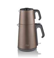 Arzum Teemaschinen, Elektrischer Türkischer Teekocher, 1650W Leistung, 1,2L Teekanne, 1,8L Wasserkocher, Edelstahl, Warmhaltefunktion, Boden