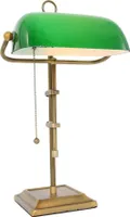 RGB LED Banker Tischlampe, bronze, Glasschirm grün, H 56 cm