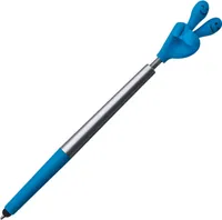 Touchpen Kugelschreiber / "Smile Hand" / Farbe: silber-türkis