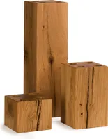 Kerzensäule aus hochwertigem Eichenholz 3-er Set