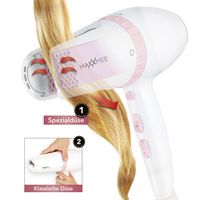 MAXXMEE Haartrockner 360° -  3 verschiedenen Heizstufe - weiß/rosa Haartrockner Föhn Fön 360° 2000 Watt Haarfön extra schnelles Haarföhnen