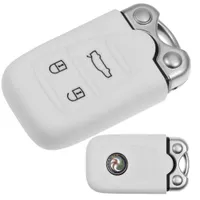 Auto Schlüssel Schutz Hülle Weiß für Mercedes Benz 3 Tasten Chrom Smartkey