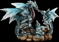 Drachen Figur - Mutter mit zwei Jungtieren