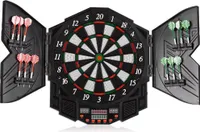 Outtec® Elektronische Dartscheibe, Dartautomat, Dartboard mit LED-Bildschirm - 27 Spiele 216 Variationen für 1-8 Spieler inkl. 12 Darts und 24 Spitzen