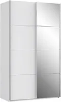 Furniture24 Schwebetürenschrank Schiebetür Kleiderschrank Schrank SAPORRO SPRS42412 mit 2 Kleiderstangen, 2 Einlegeboden und Spiegel, 170 cm breit