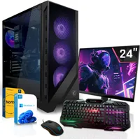 SYSTEMTREFF Gaming Komplett PC - Ryzen 5 5600G - AMD RX Vega - 8GB 3 - 256GB SSD +  - 24 Zoll TFT - Windows 11 Pro - Desktop