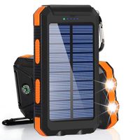 Solar Powerbank 30000mAh Wasserdichtes Solar Ladegerät mit 2 Outputs Power Bank mit Taschenlampe und Compas Tragbare Solarladegerät