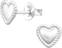 Ohrringe Ohrstecker 925 Sterling Silber vergoldet Herz mit Seil Material - Silber