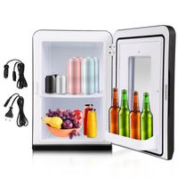 Fiqops 15L Mini Kühlschrank, 2in1 Minikühlschrank mit Kühl- und Heizfunktion, Getränkekühlschrank, 220-240V/12V Tragbar Kleiner Kühlschrank für Zuhause und Unterwegs
