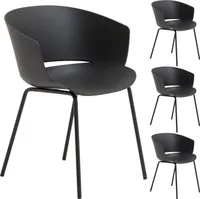 Gartenstuhl NIVEL im 4er Set aus Alu und Kunststoff schwarz, schlanker Terrassenstuhl aus Polypropylen und Metall, Sitzschale UV-beständig