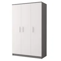 Kleiderschrank Drehtürenschrank Kinderkleiderschrank Schrank 120cm Grau/Weiß mit weiße Griffe - JONAS 19