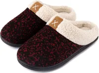 ASKSA Herren Plüsch Hausschuhe Weiche Rutschfeste Sohle Memory Schaum Bequem Slippers, Rot, Größe: 40-41(7-8)