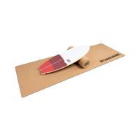 BoarderKING Indoorboard Wave Balanceboard Skateboard Surfboard Trickboard Balance Board , inkl. 10/33 Korkrolle & rutschfester Bodenschutzmatte , Material: Holz & Kork , rot