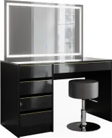 Vicco Toaletní stolek Sherry, 120 cm se zrcadlem LED a stoličkou, Černá
