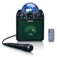 Lenco BTC-055BK - Karaoke Lautsprecher mit Bluetooth® und Mikrofon - Diskokugel - integrierter Akku