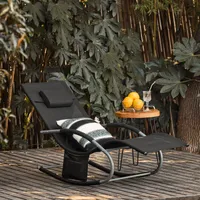 SoBuy OGS28-SCH Swingliege Gartenliege mit Tasche und Kopfkissen Schaukelliege Sonnenliege Liegestuhl für Gärten, Höfe, Strände, Balkone Schwarz