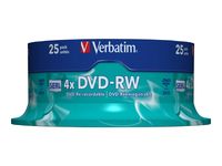 Verbatim - 25 x DVD-RW - 4.7 GB ( 120 Min. ) 4x - mattes Silber - Spindel