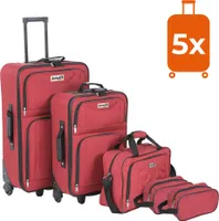 Sada cestovných kufrov TRAVEL, 5-dielna, červená