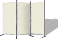 JOIEYOU 3 Teilig Paravent aus Polyestergewebe Raumteiler für Indoor und Outdoor Klappbar 275x180cm Trennwand mit Bodennägel Balkon Sichtschutz Raumtrenner für Garten Wohnzimmer Büro (Käse)
