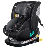 XOMAX Kindersitz drehbar 360°, ISOFIX I mitwachsend I 0-36 kg, 0-12 Jahre, Gruppe 0+/1/2/3, 5-Punkt-Gurt, 3-Punkt-Gurt I Bezug waschbar I ECE R129 I,Farbe:Schwarz/Grau