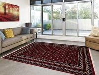 MOZATO Gizeh Orient-Teppich, Perser-Teppich, Kurzflor-Teppich, stylisch und traditional mit arabisch orientalischer Optik für Wohnzimmer, Schlafzimmer, Flur, dunkelrot 80 x 150 cm