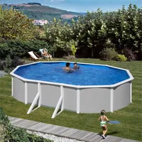 Stahlwandpool Gre GIANT Komplettset Ovalpool oval 375 x 610 x 132 cm grau