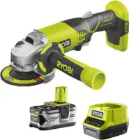 Ryobi Akku Winkelschleifer 115mm Set R18AG-140S 18V ONE+ System mit Ladegerät, 4Ah Akku und einer Werkzeugtasche Komplettset Akku-Winkelschleifer