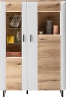 Vitrine - Lichtgrau Nachbildung - B 101 cm -  Evoke Eiche Nachbildung - mit 2 Türen