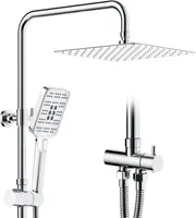 Sprchový systém Rainsworth bez baterie chrom - 25 * 25 cm čtvercová dešťová sprcha, sprchový set s přepínačem, 3 režimy proudu ruční sprchy