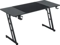JOIEYOU Schreibtisch Gaming Tisch 120x60cm Höhenverstellbar Gamingtisch mit Kabelloch & Kopfhörerständer & Tassenhalter, Kohlefaserplatte Ergonomischer PC Computertisch