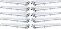 10x G13 LED Feuchtraumleuchte IP65, 2x T8 LED, Warmweiss 3000K