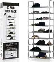 Schuhregal für 27 Paar Schuhe - 9 Ebenen - Organizer für die Schuhablage - Stehregal Schuhregal - Schuhschrank - Aufbewahrungssystem aus Metall mit Kunststoffanschlüssen - Schuhregal - Decopatent