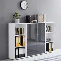 Aktenschrank TABOR 2 in weiß / anthrazit Hochglanz, Schrankwand, Büroschrank, abschließbar, Metallgriffe