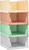 Yorbay Schubladenbox, 4er Set, Stapelbare Kleiderschrank Organizer, Regal Aufbewahrungsbox, Trennwand Stapelschubladen Farbe (Groß: 43 x 33 x 19 cm)