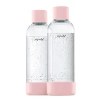 Mysoda Wasserflaschen aus erneuerbarem Biokomposit - rosa, 2 x 1 Liter
