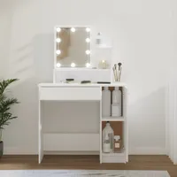 toaletný stolík vidaXL s LED diódou biely 86,5x35x136 cm